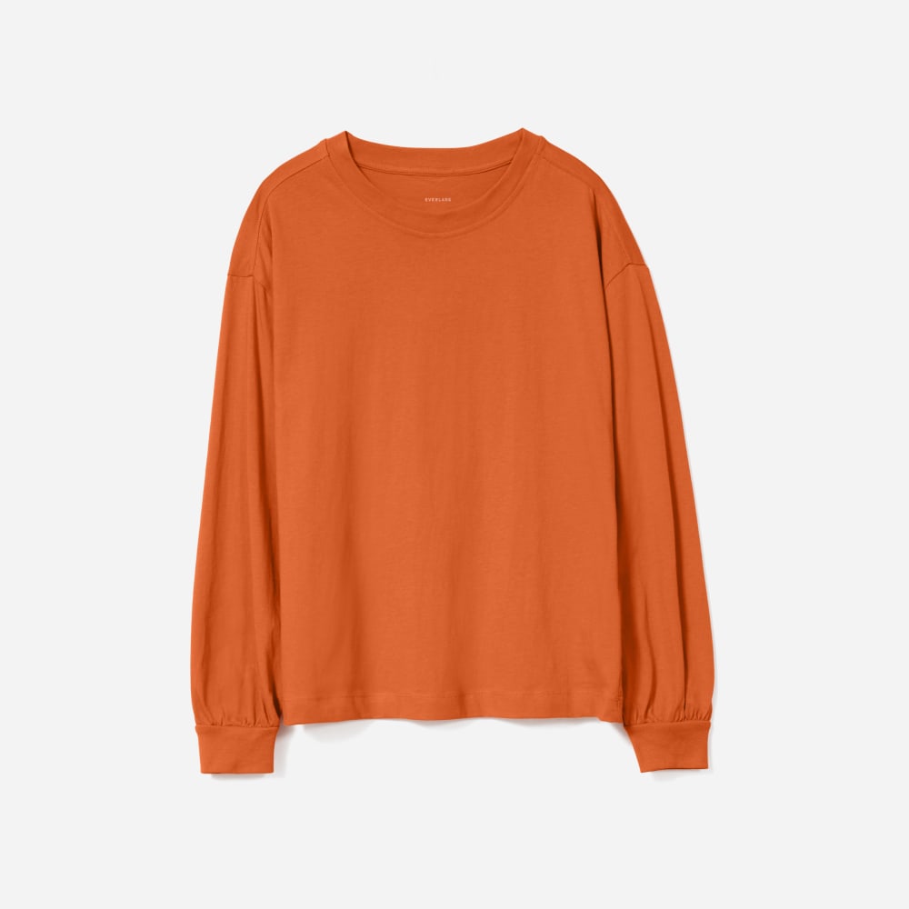 The Organic Cotton Long-Sleeve Tee in Spring Lake / Canvas — alternate view
