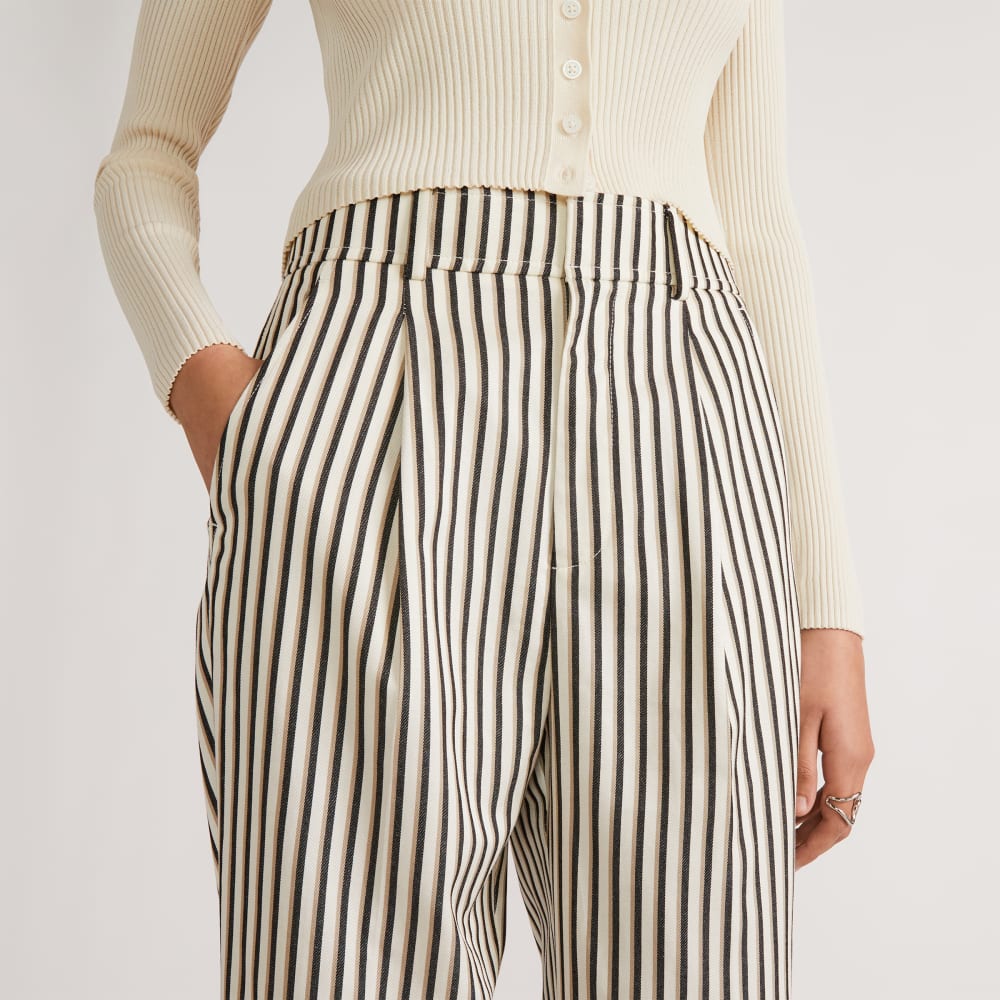 The Draper Tapered Pant in Buttersmooth in Ombre Stripe — detail view