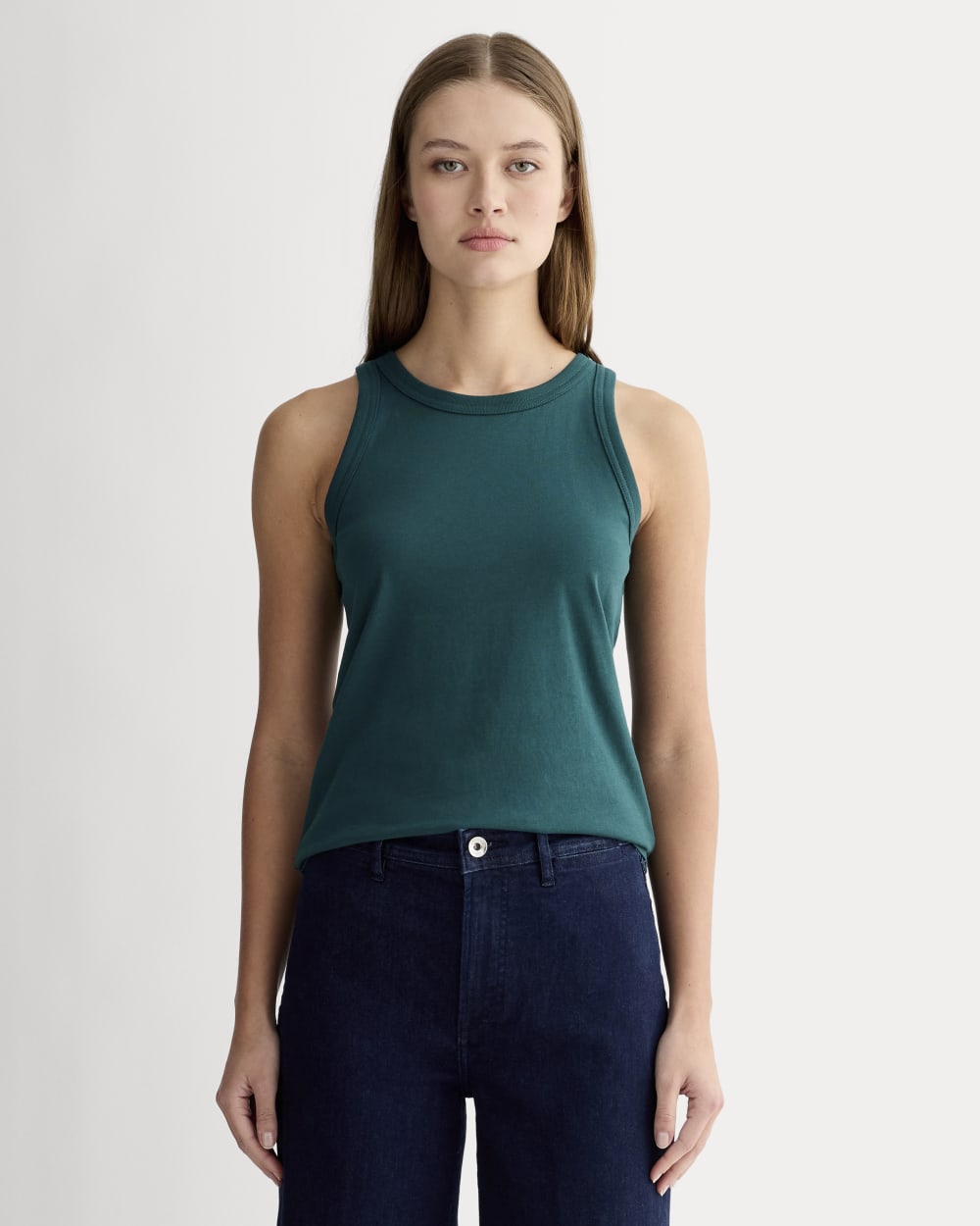 The Tank in Essential Cotton in Dark Sea — front view