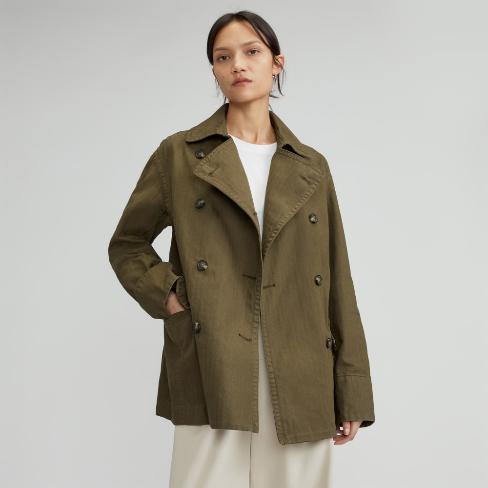 The Organic Cotton Herringbone Jacket in Beech — front view
