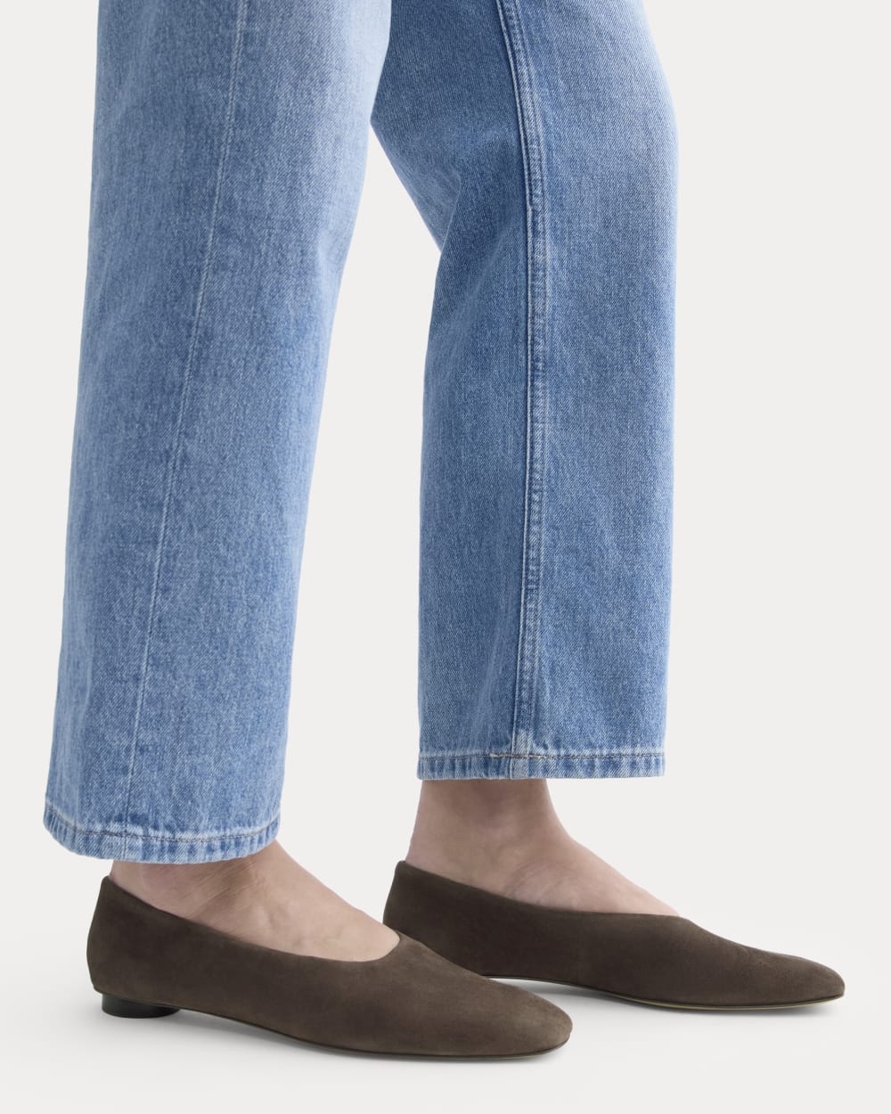 Gallery Square-Toe Flat in Deep Brown — detail view