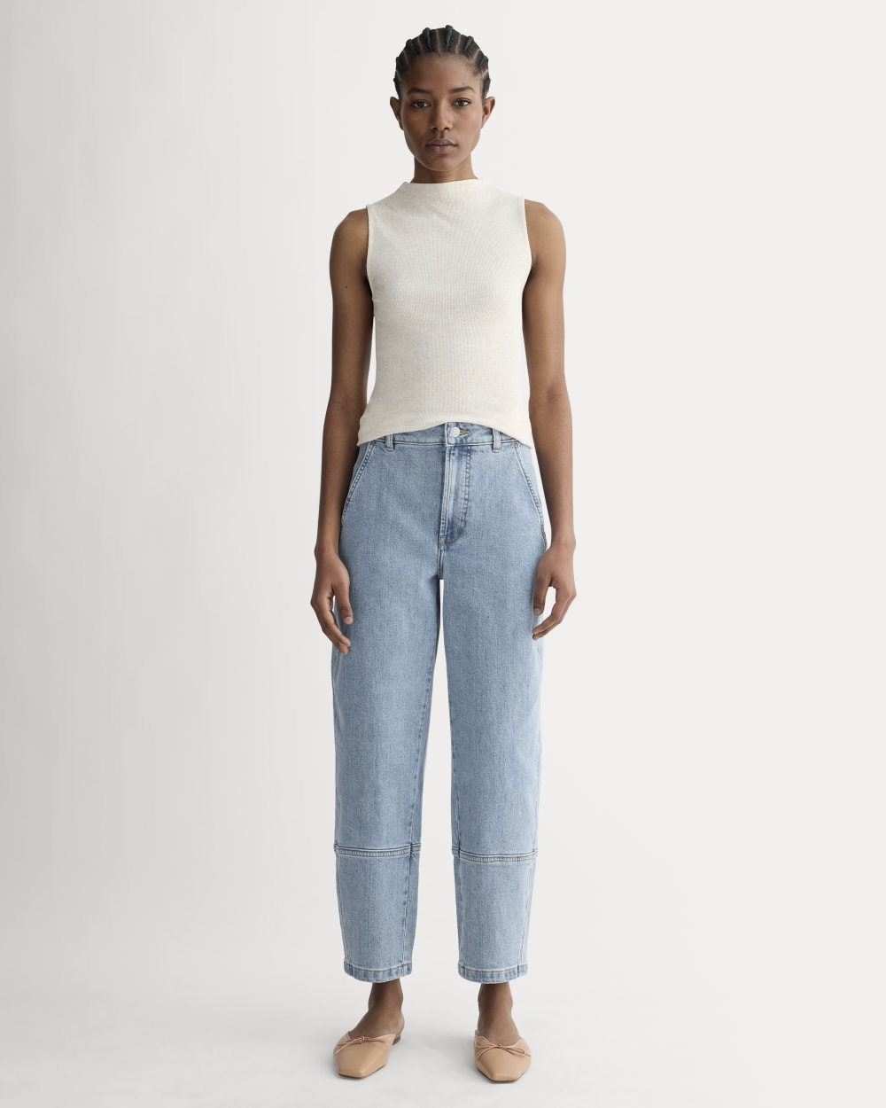 The Utility Barrel Pant in Light Indigo — front view