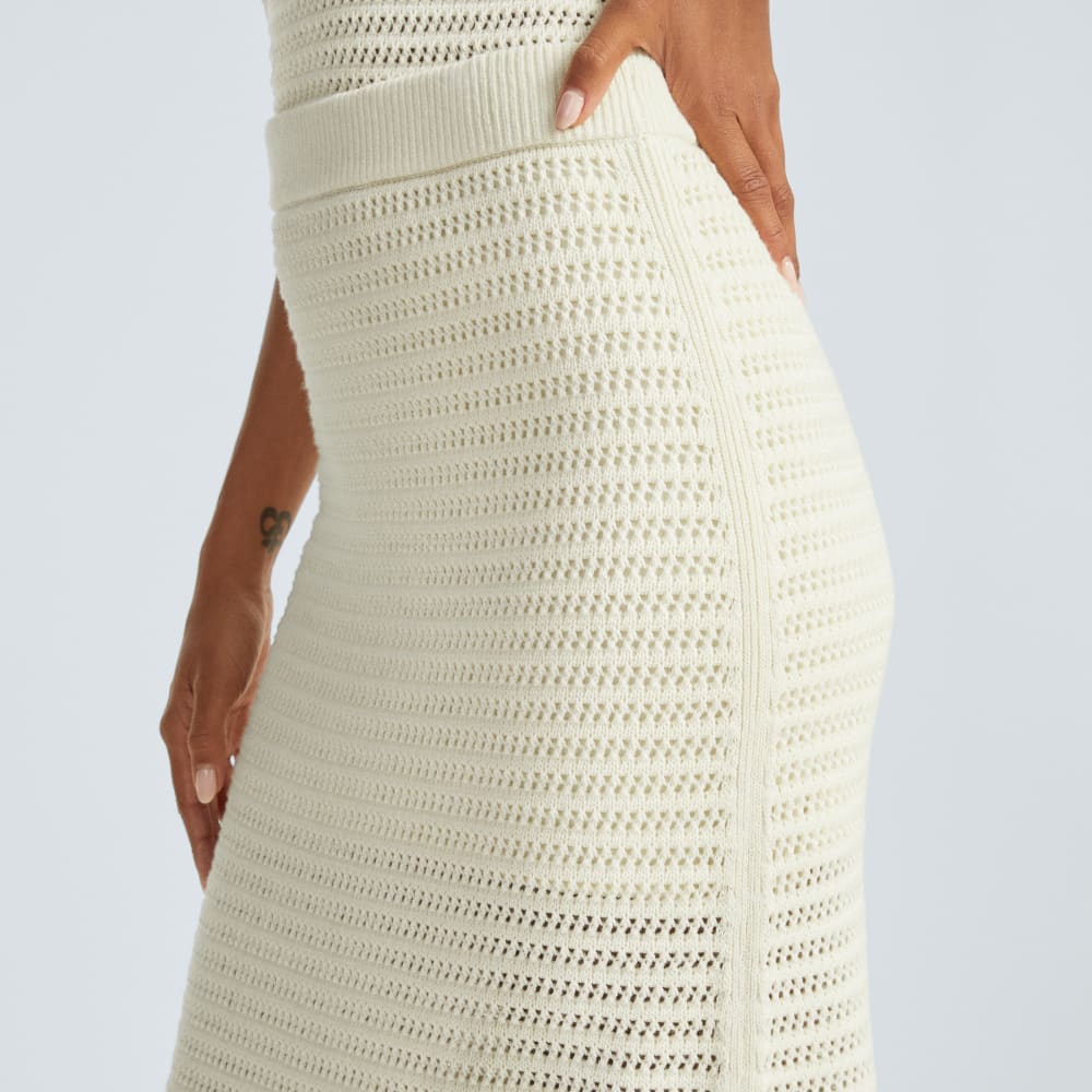 The Crochet Knit Skirt in Canvas — detail view