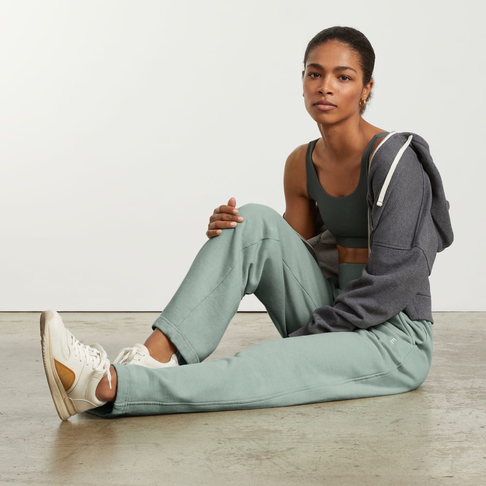 The Track High-Waist Pant in White Sage — detail view