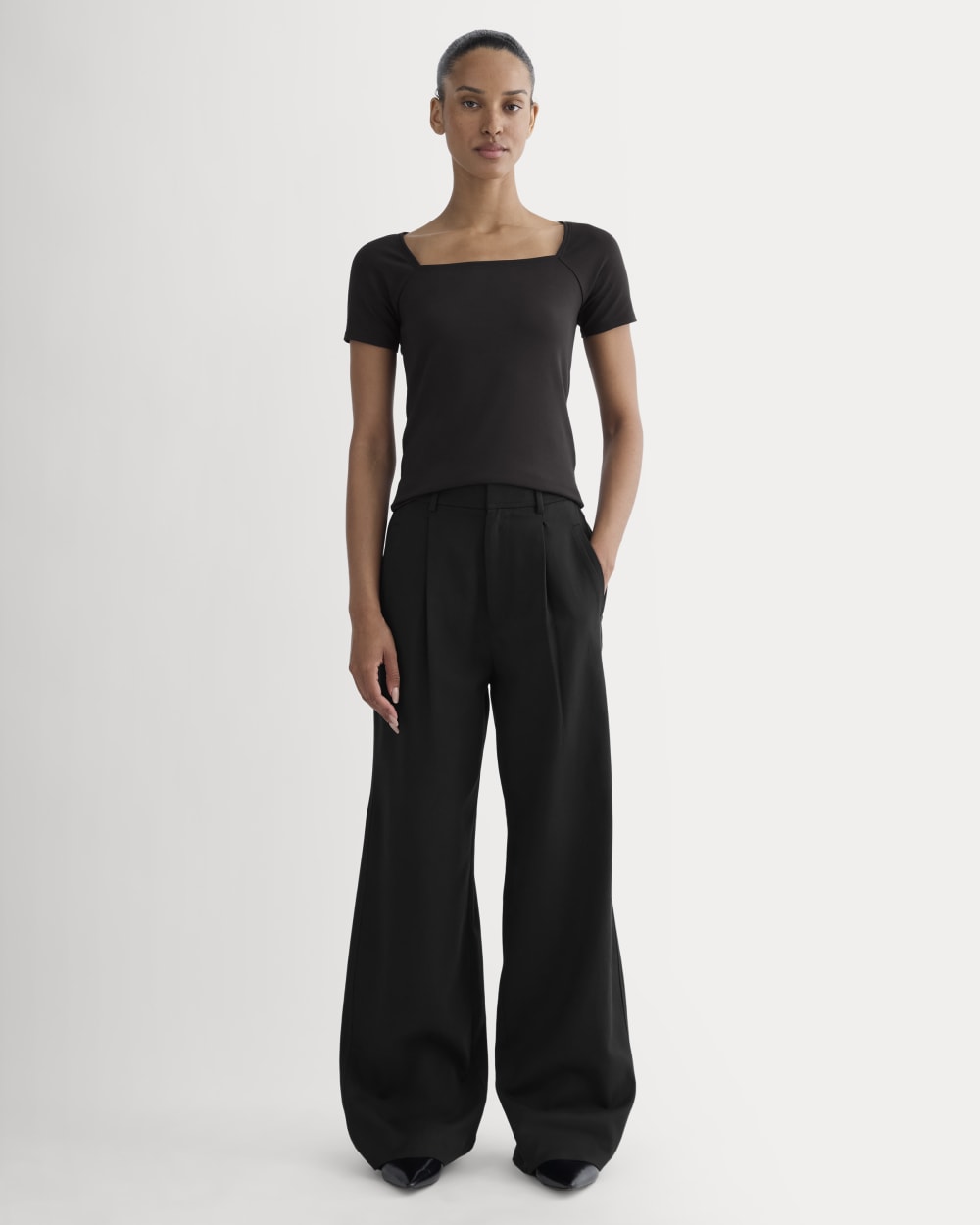 The Form Square-Neck Top in Black — detail view