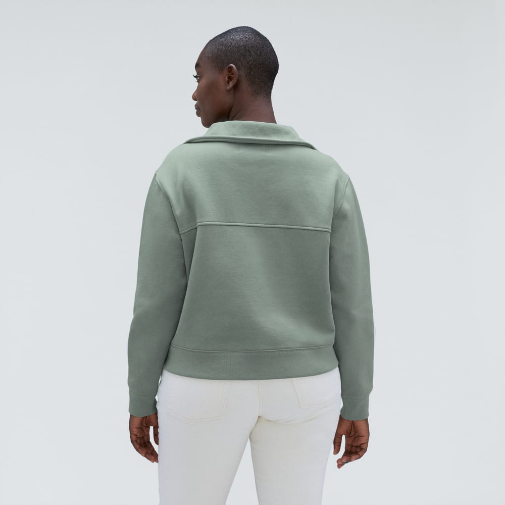 The Track Half-Zip in Lily Pad — detail view