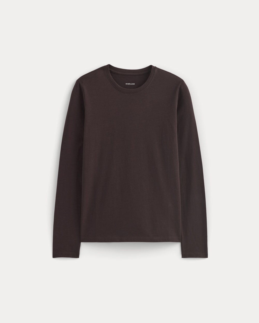 The Slim Long-Sleeve Crew in Essential Cotton in Dark Chocolate — alternate view