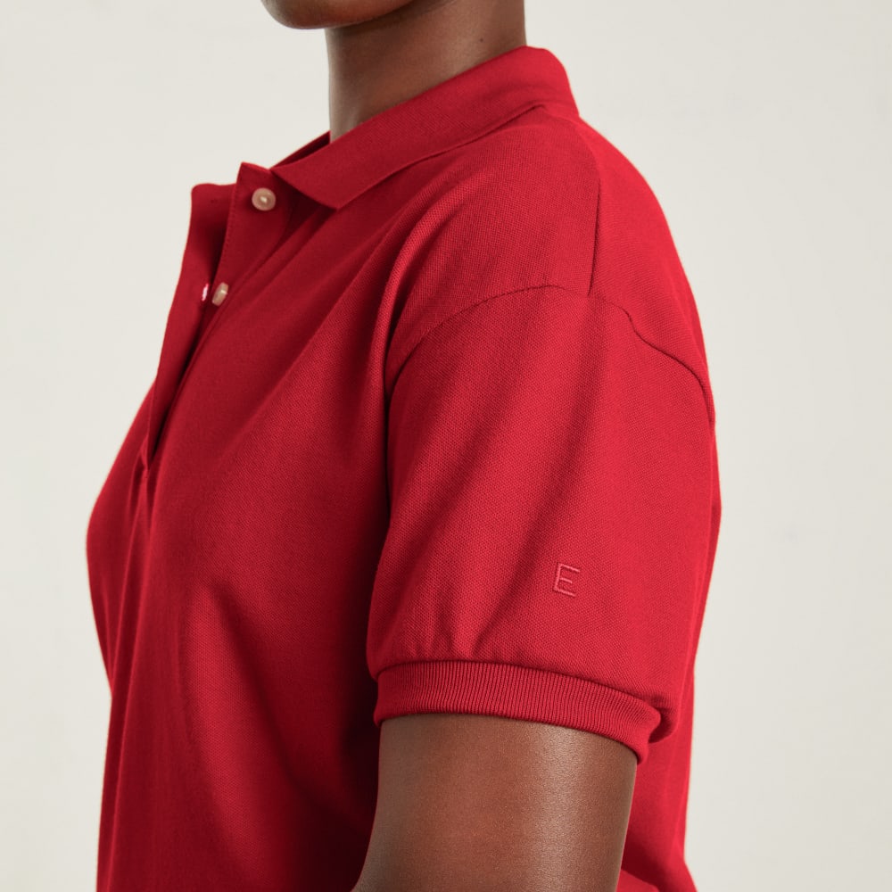 The Oversized Polo in Goji Berry — detail view