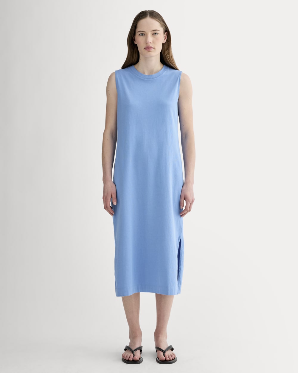 The Weekend Tank Dress in Blue Opal — front view