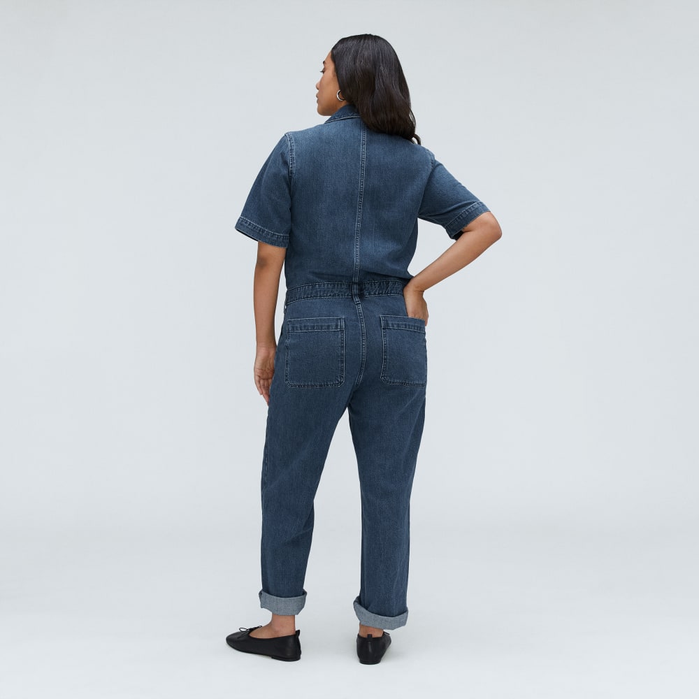The Supersoft Jean Coverall in Work Blue — detail view