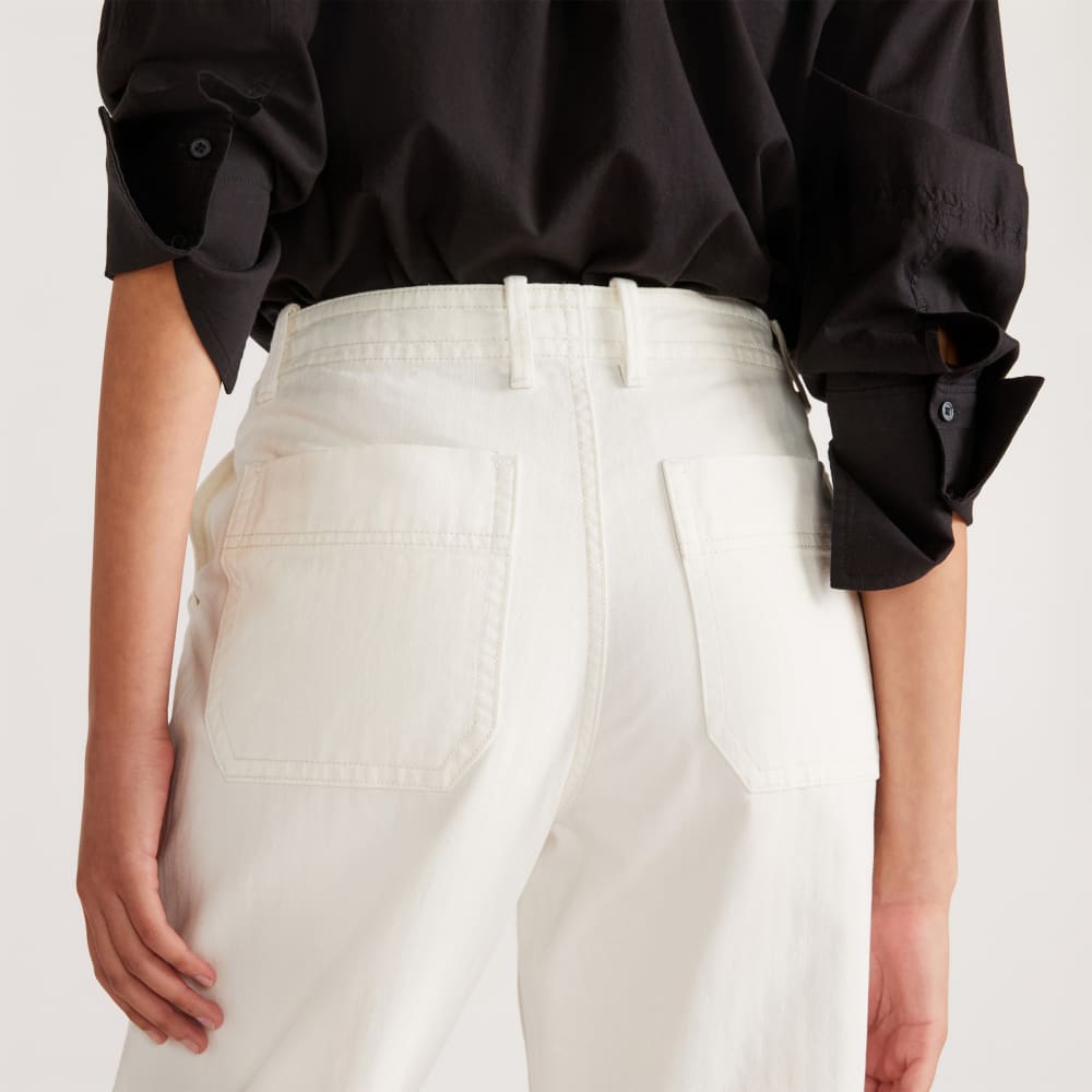 The Organic Cotton Herringbone Pant in Bone — detail view
