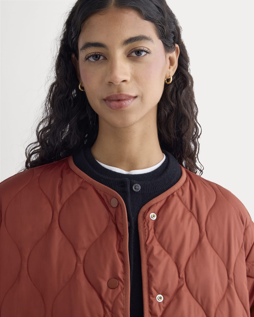 The Quilted Liner in Merlot — detail view