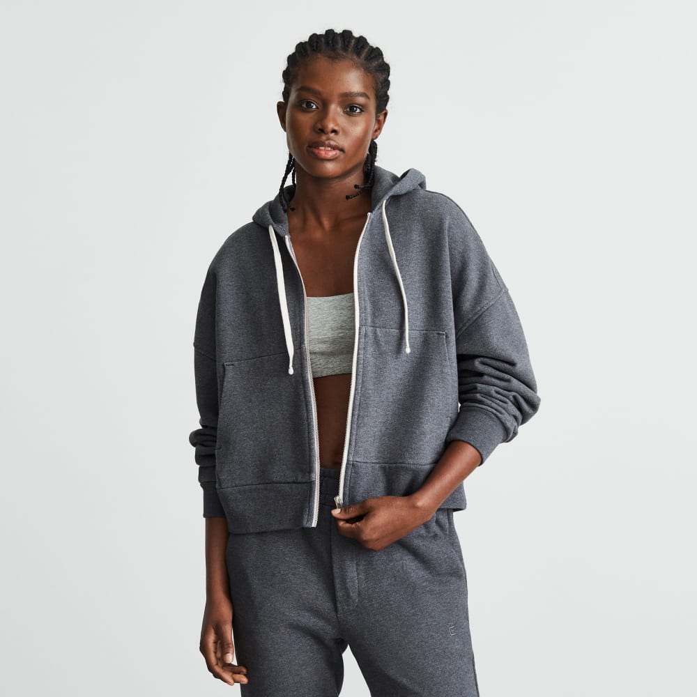 The Track Organic Cotton Hoodie in Dark Heather Grey — alternate view