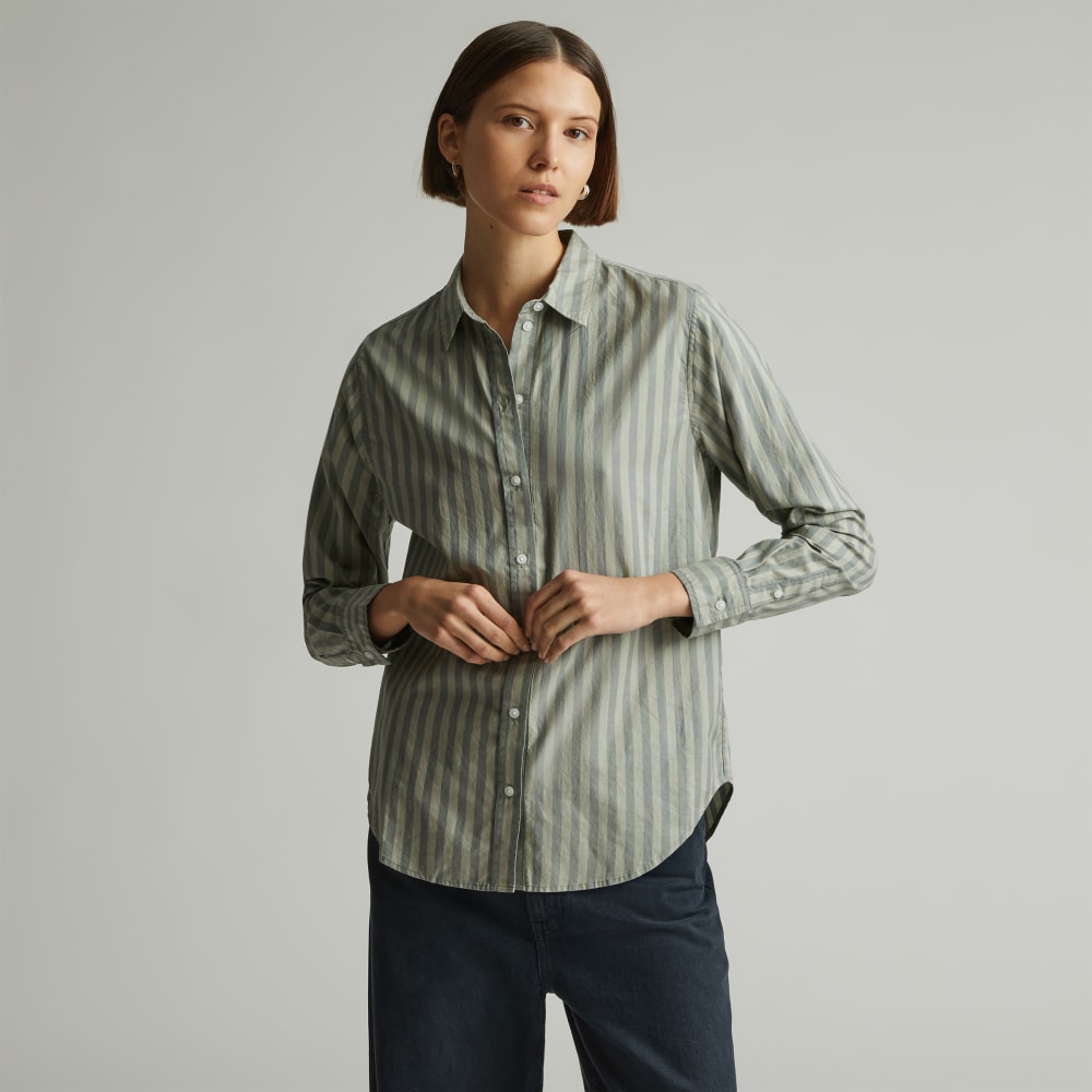 The Must-Have Shirt in Silky Cotton in Green Balsam / Seagrass — front view