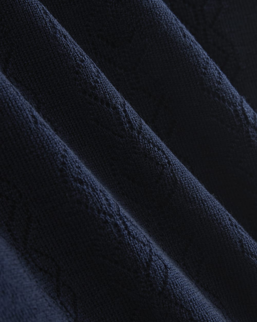 The Pointelle Crew in Ultrasoft Merino in Navy — detail view