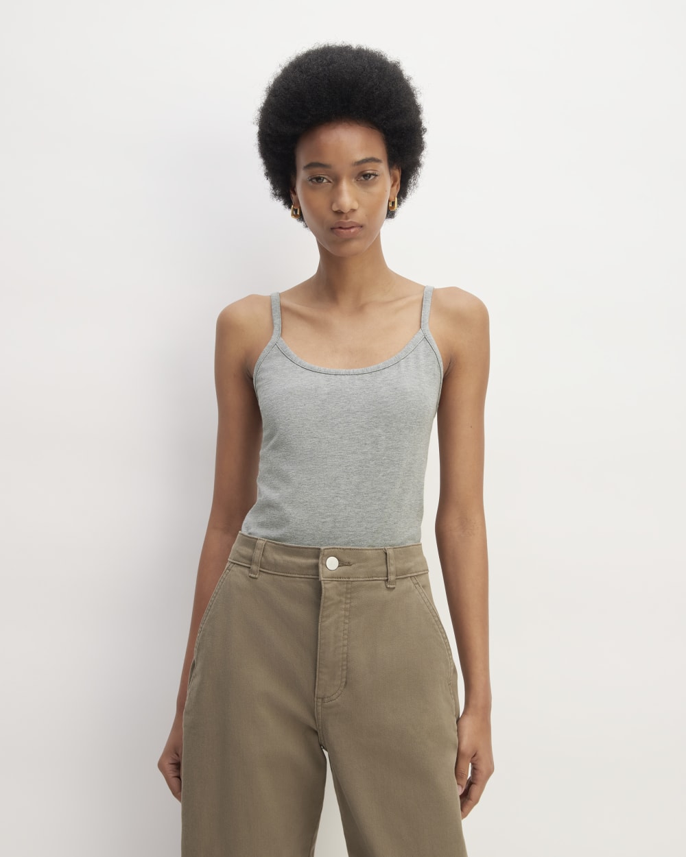 The Supima® Form Spaghetti Strap Cami in Mid Heather Grey — front view