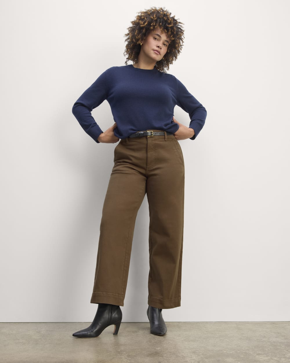 The Utility Wide-Leg Pant in Cocoa — front view