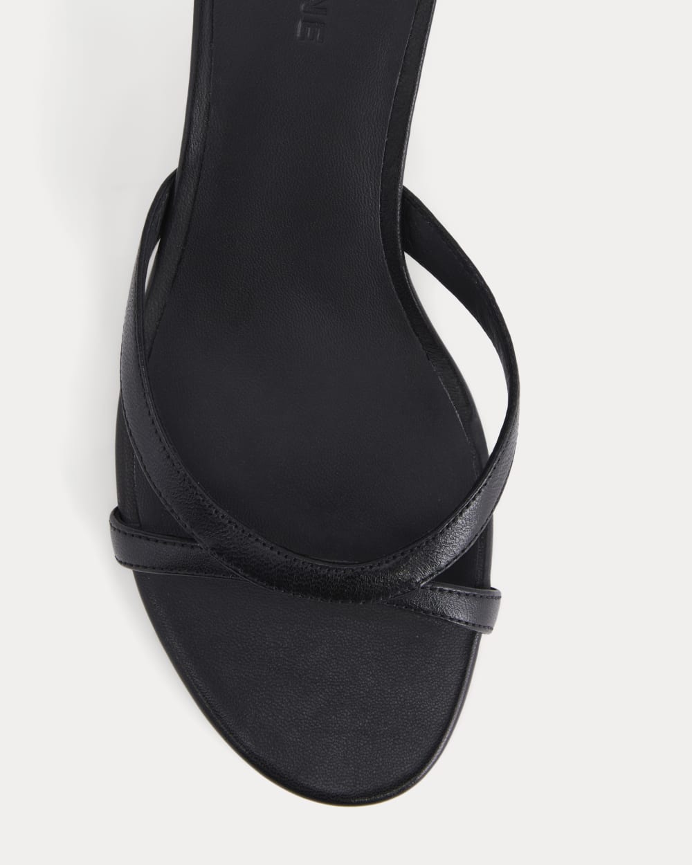 Sculpted Heel Sandal in Black Leather — detail view