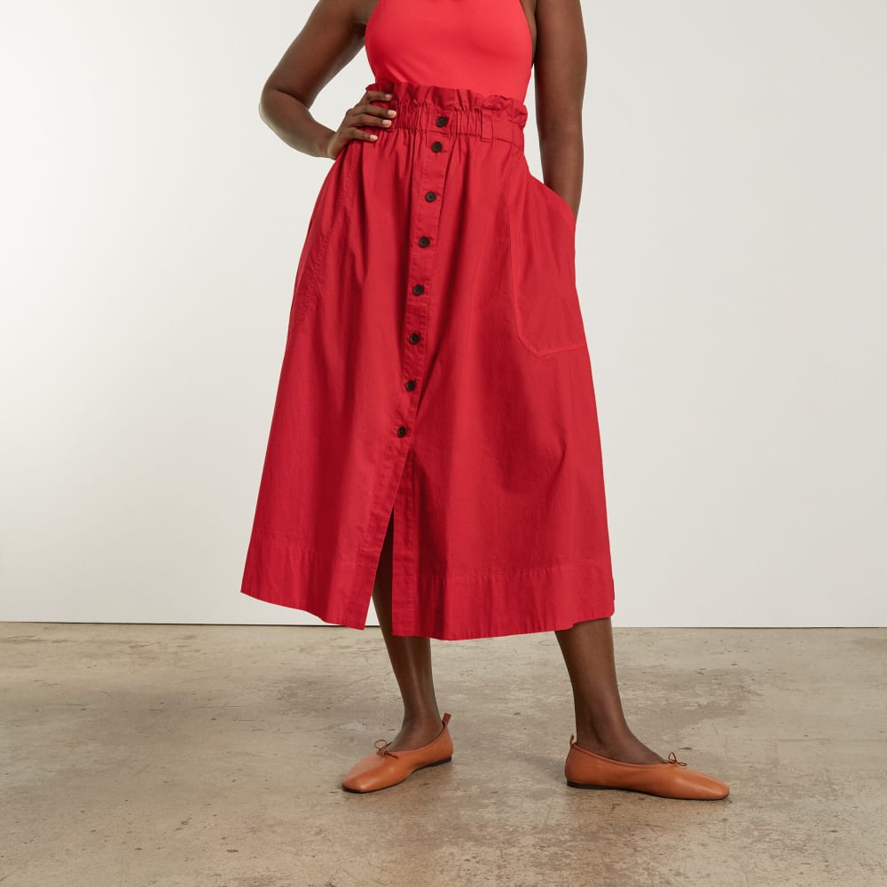 The Easy Button-Front Skirt in Goji Berry — alternate view