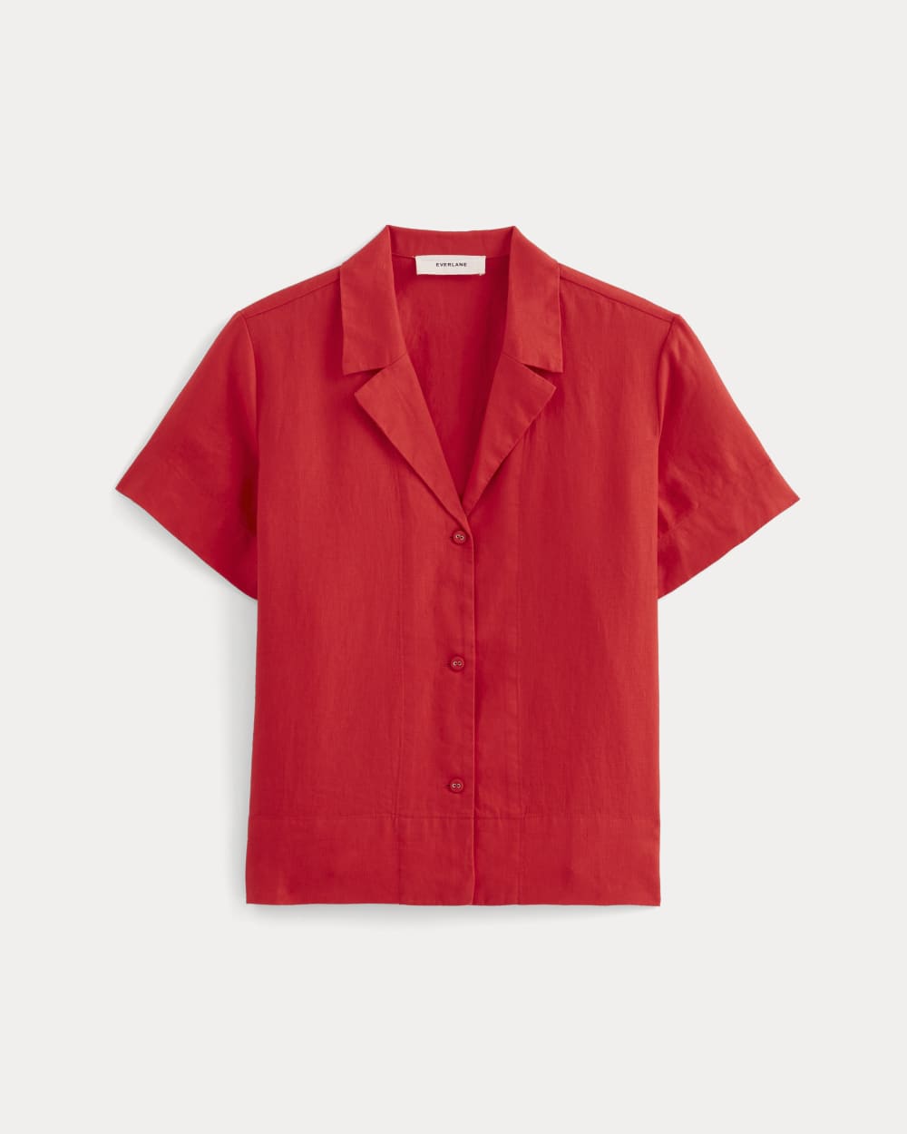 The Notch Shirt in Linen in Classic Red — alternate view