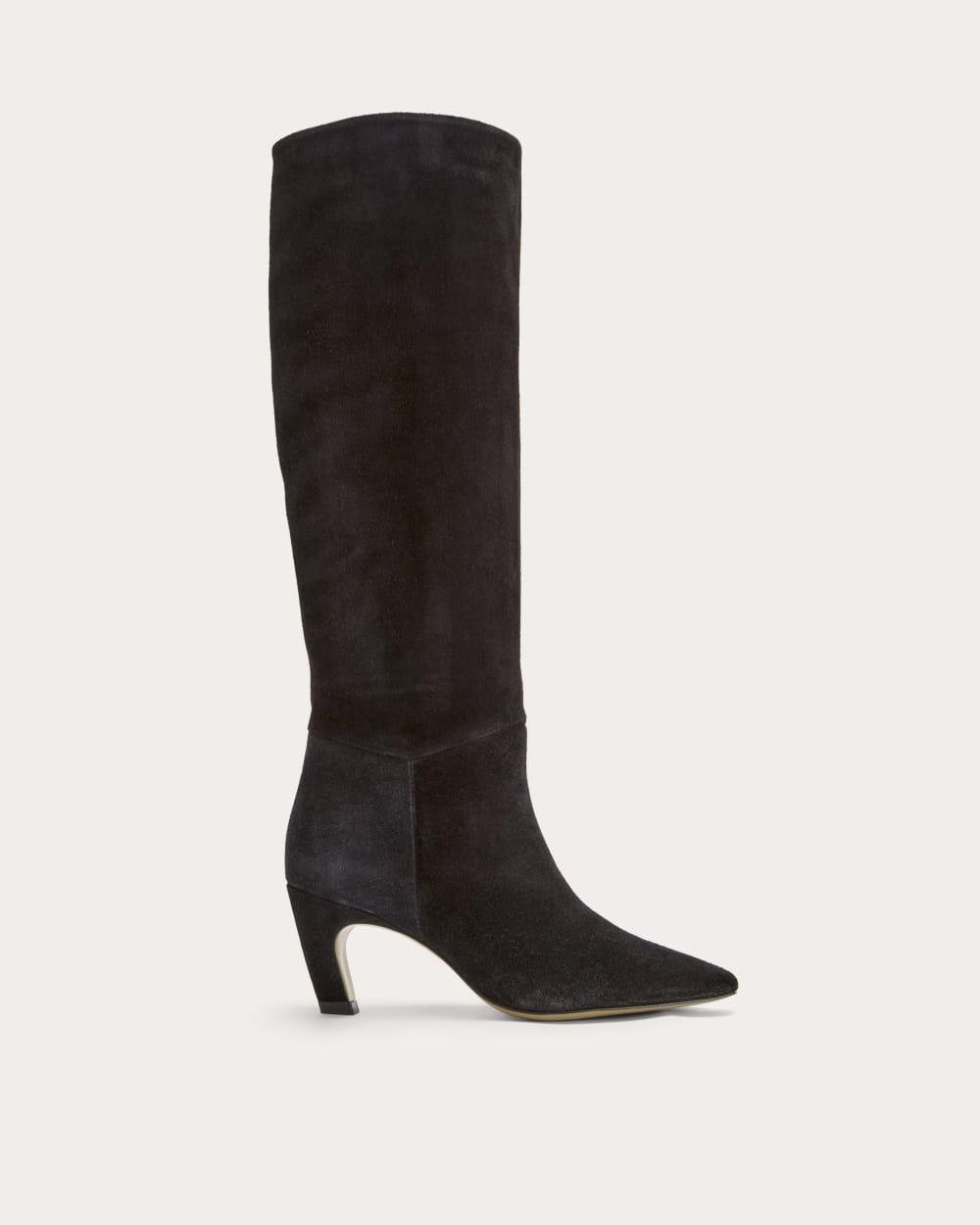 The Banana Boot in Black Suede — front view