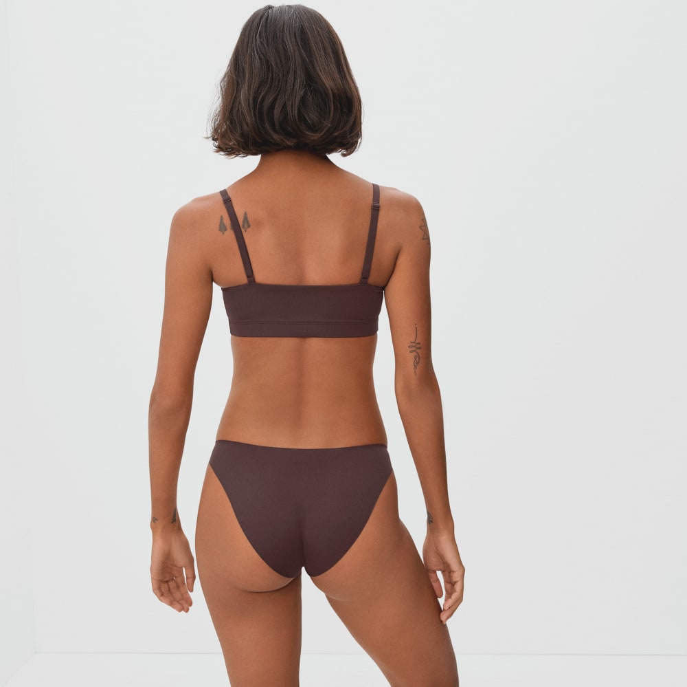 The Invisible Square-Neck Bralette in Dark Tan — detail view