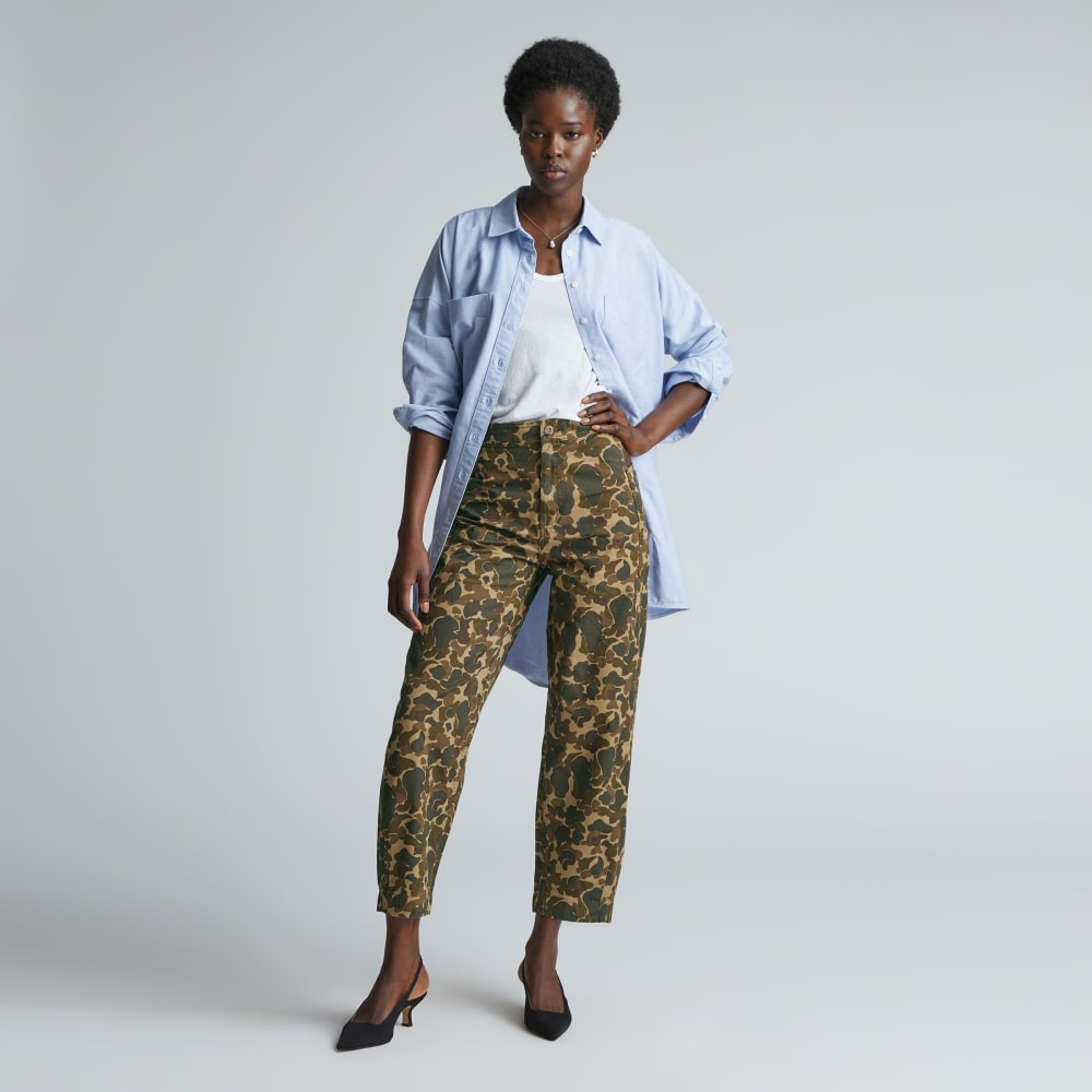 The Fatigue Barrel Pant in Fennel Seed Camo — detail view
