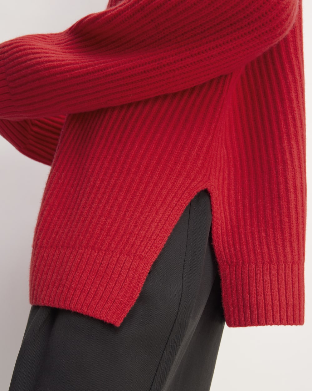 The Oversized Crew in Luxe Merino in Classic Red — detail view