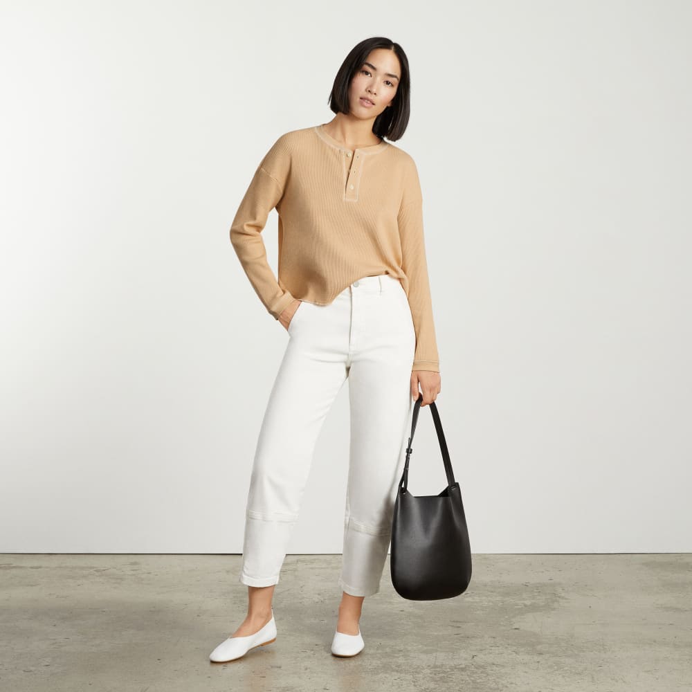 The Organic Cotton Waffle Henley in Sesame — alternate view