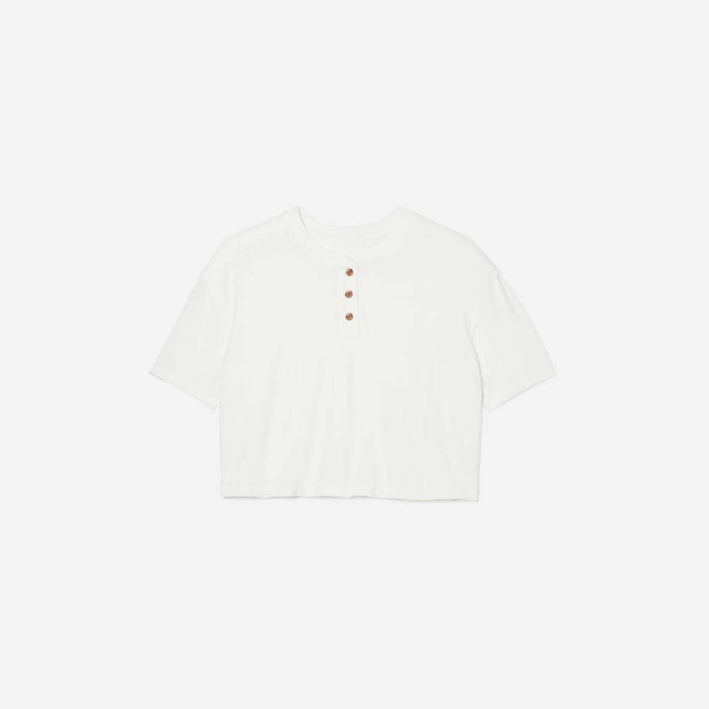 The Vintage Henley Hemp Tee in White — front view