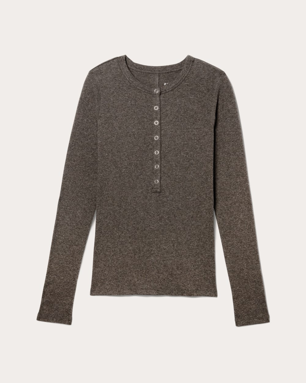 The Luxe Rib Henley in Heathered Fatigue — alternate view
