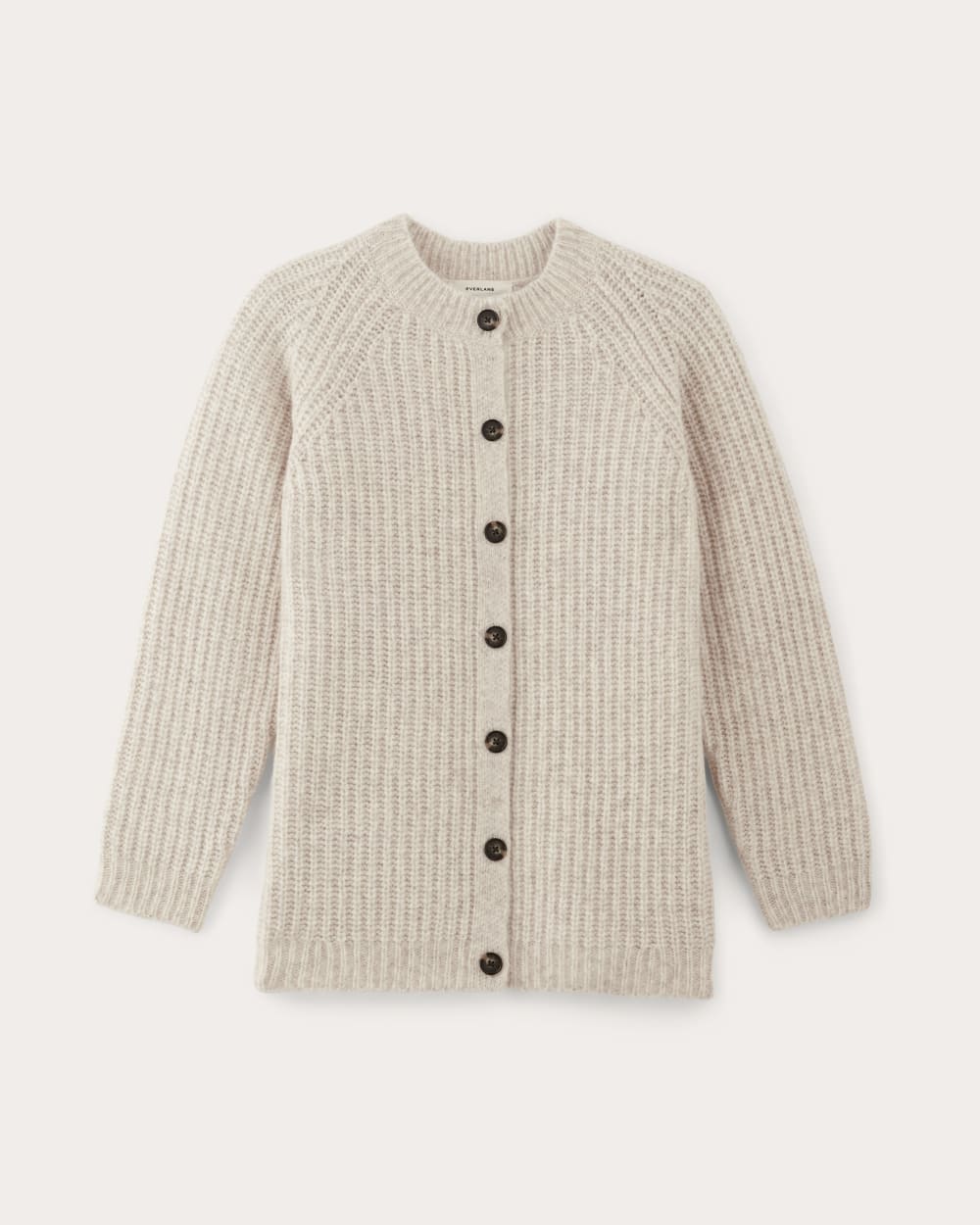 The Fisherman Cardigan in Cloud in Heathered Oat — alternate view
