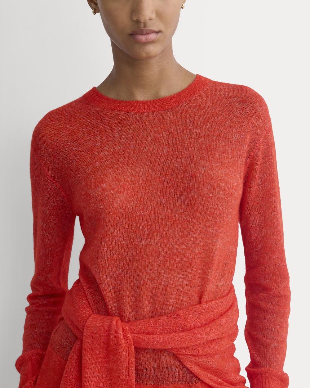 The Air Alpaca™ Relaxed Crew Top in Fiery Red — detail view
