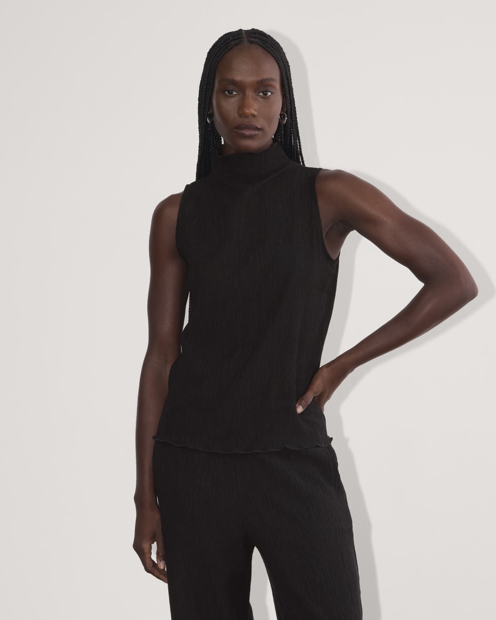 The Crinkle Tank in Black — front view