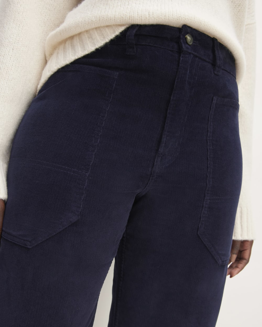 The Corduroy Gardener Pant in Navy — detail view
