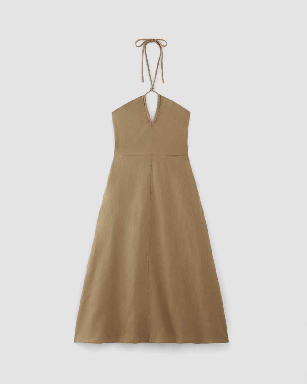 The Linen Halter-Neck Dress in Tiger's Eye — alternate view