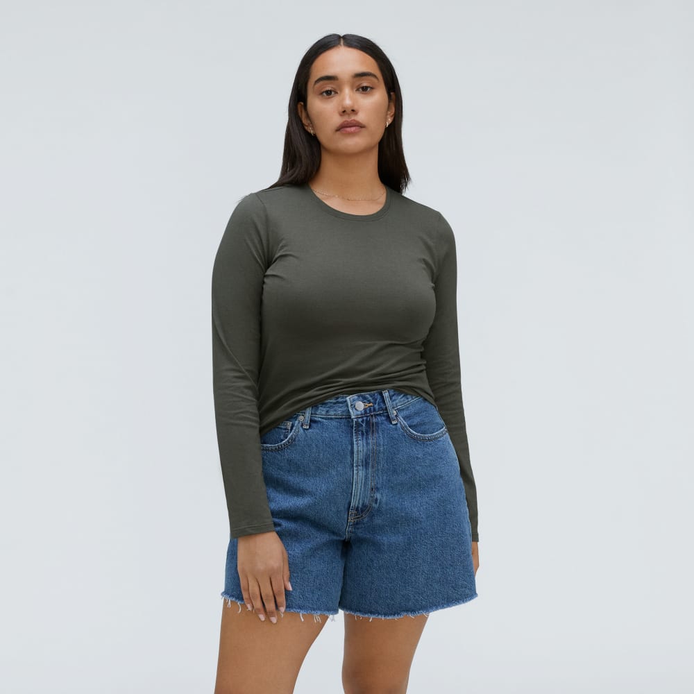 The Organic Cotton Long-Sleeve Crew in Kambaba — front view