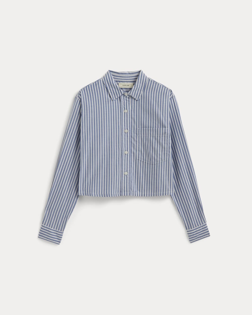 The Way-Short Shirt in Silky Cotton in Bone / Mazarine Blue — alternate view