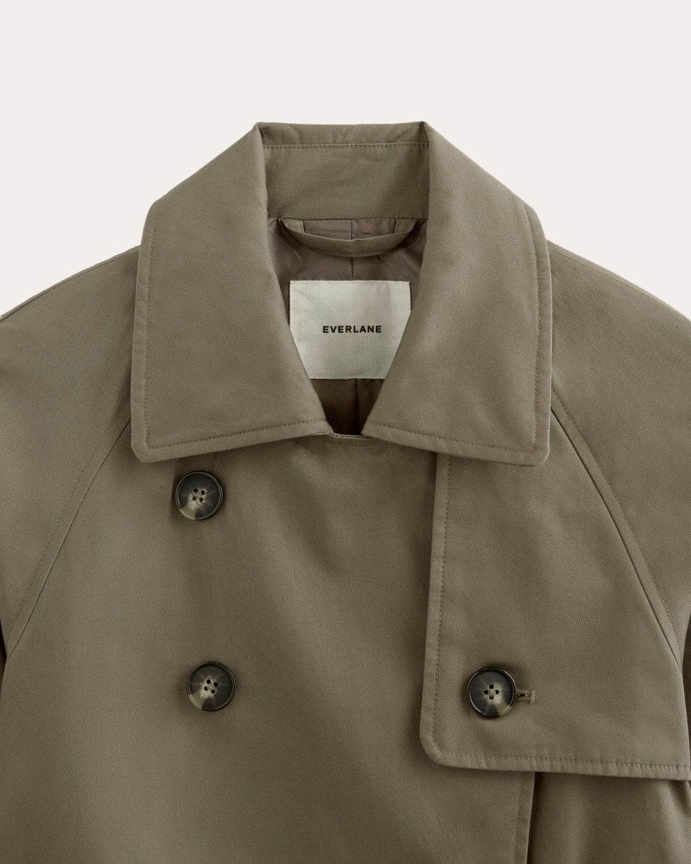 The Modern Trench Coat in Deep Taupe — detail view
