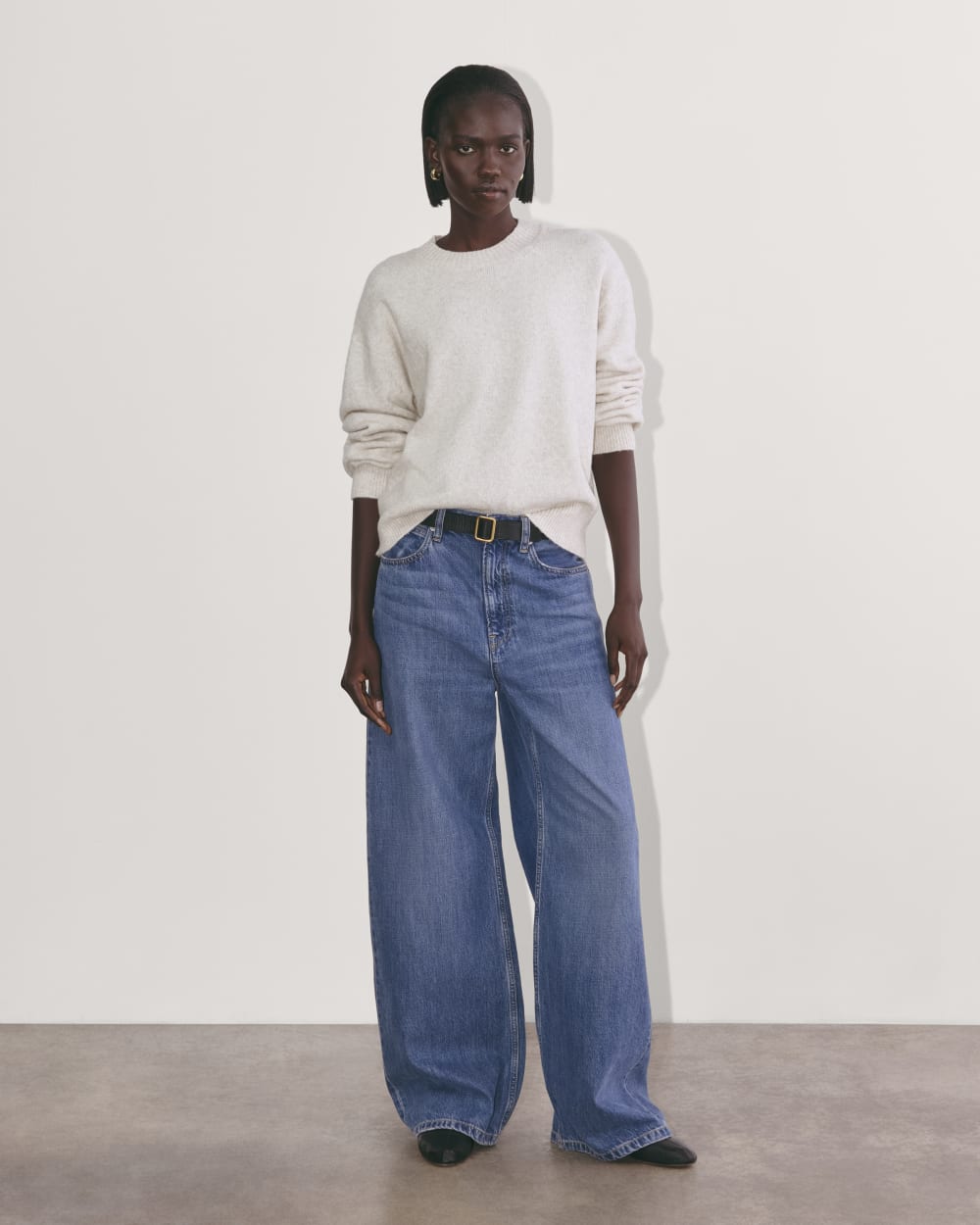 The Cocoon Crew in Plush Cotton in Heathered Oat — detail view