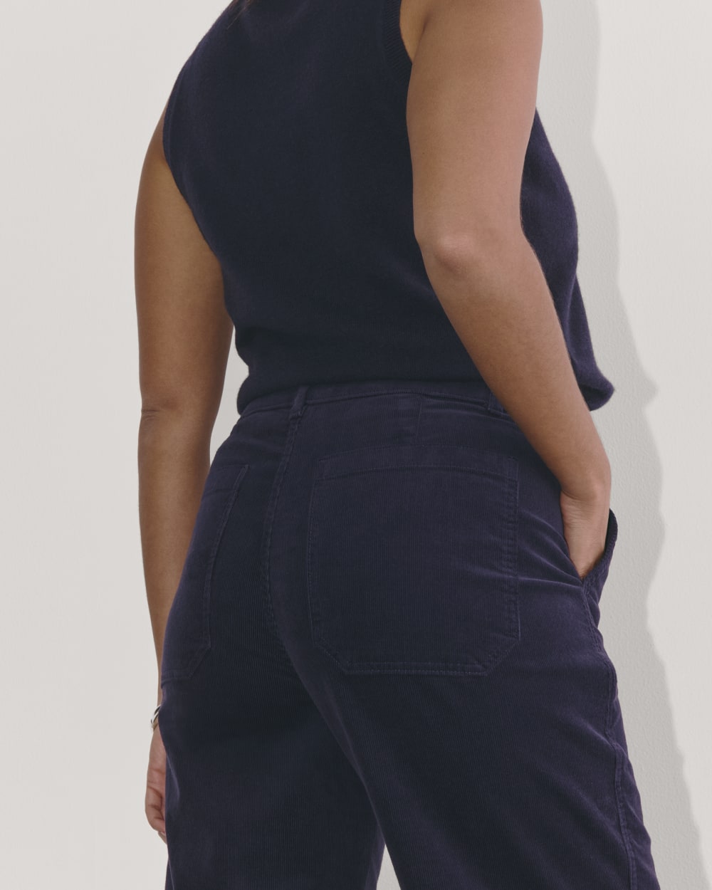 The Utility Barrel in Corduroy in Navy — detail view