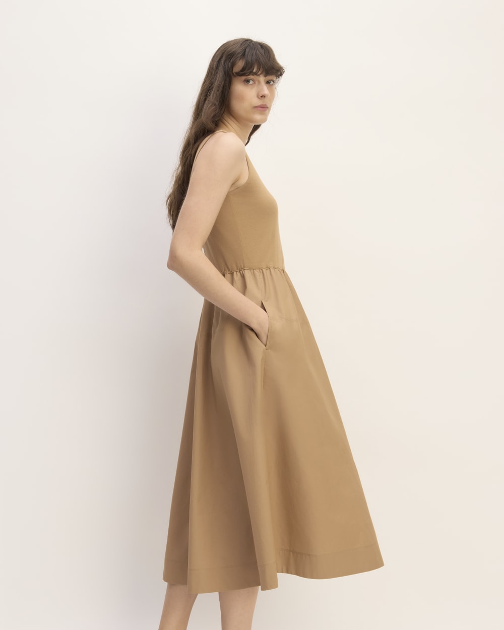 The Supima® Jersey Riviera Dress in Tiger's Eye — detail view