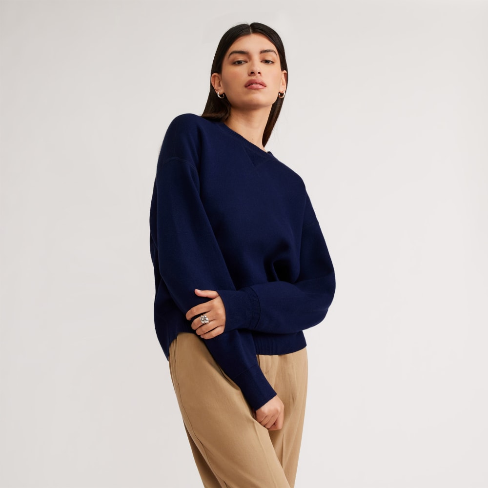 The Cotton-Merino Sweatshirt in Bright Navy — front view