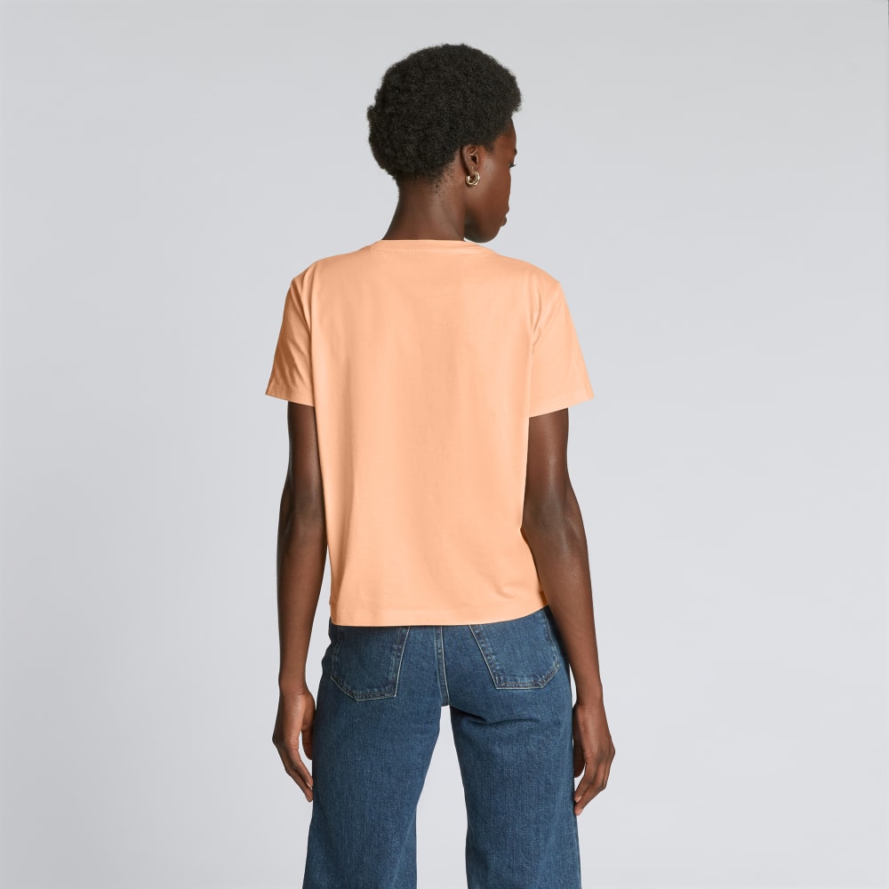 The Box-Cut Tee in Essential Cotton in Apricot — detail view