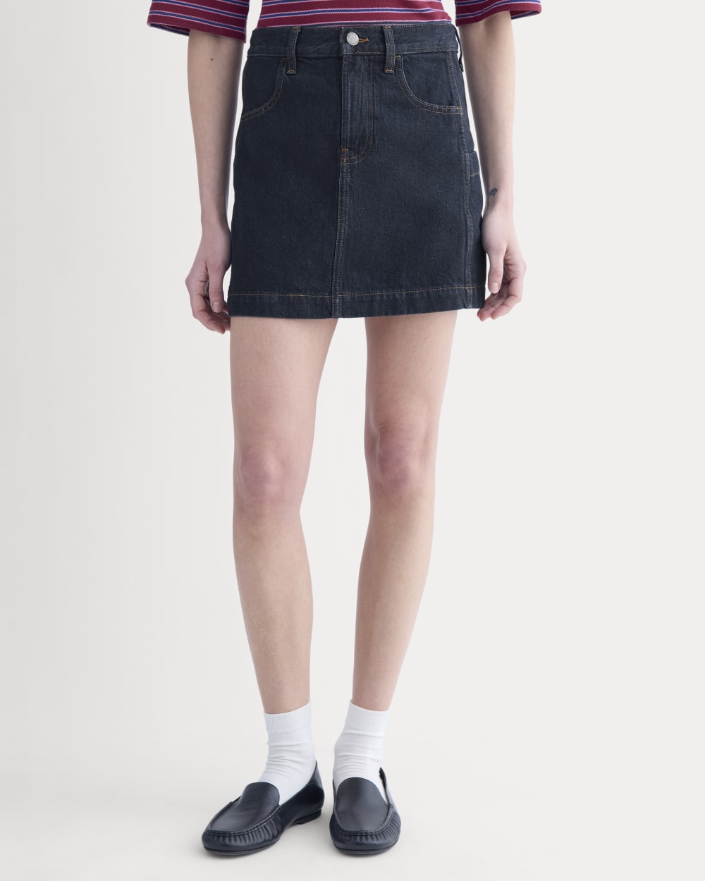 Denim Utility Mini Skirt in Tungsten Rinse — detail view