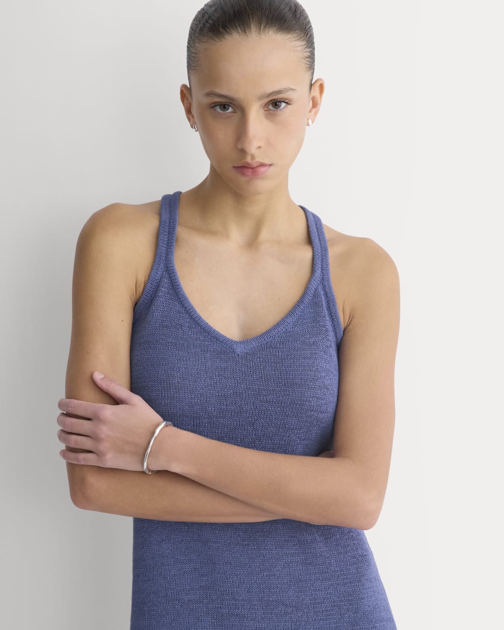 Sweater Racerback Midi Dress in Blue Dusk — detail view