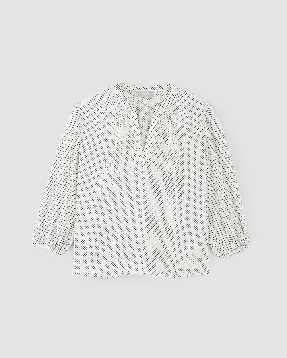 The Washable Clean Silk V-Neck Top in Bone / Black Polka Dot — alternate view