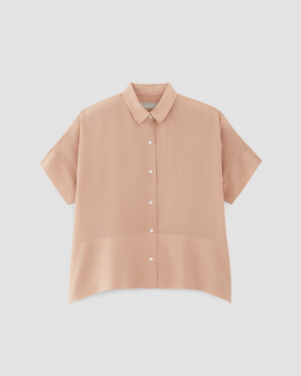 The Boxy Shirt in Washable Silk in Blush Pink — alternate view