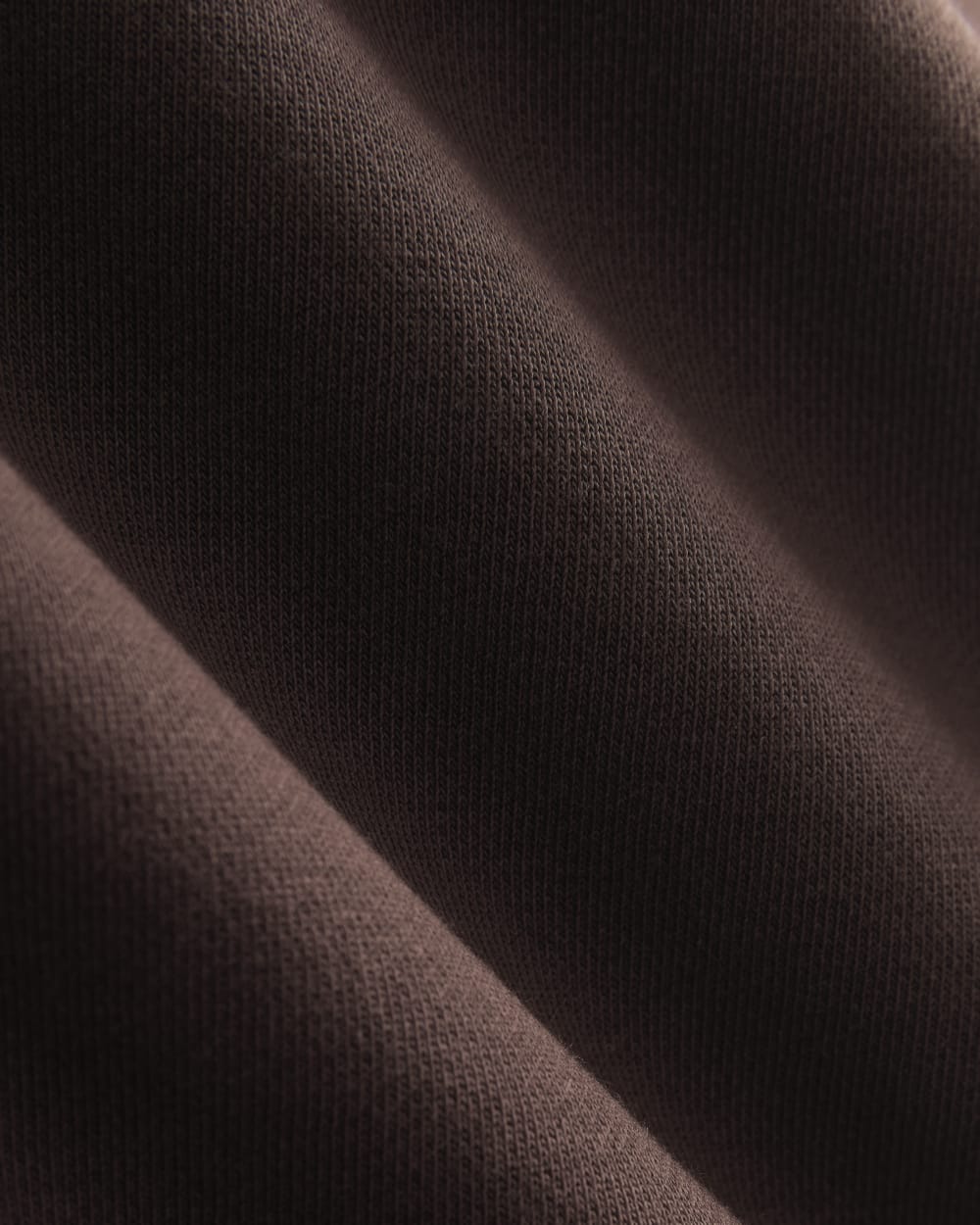 Luxe Fleece Raglan Crewneck in Dark Chocolate — detail view