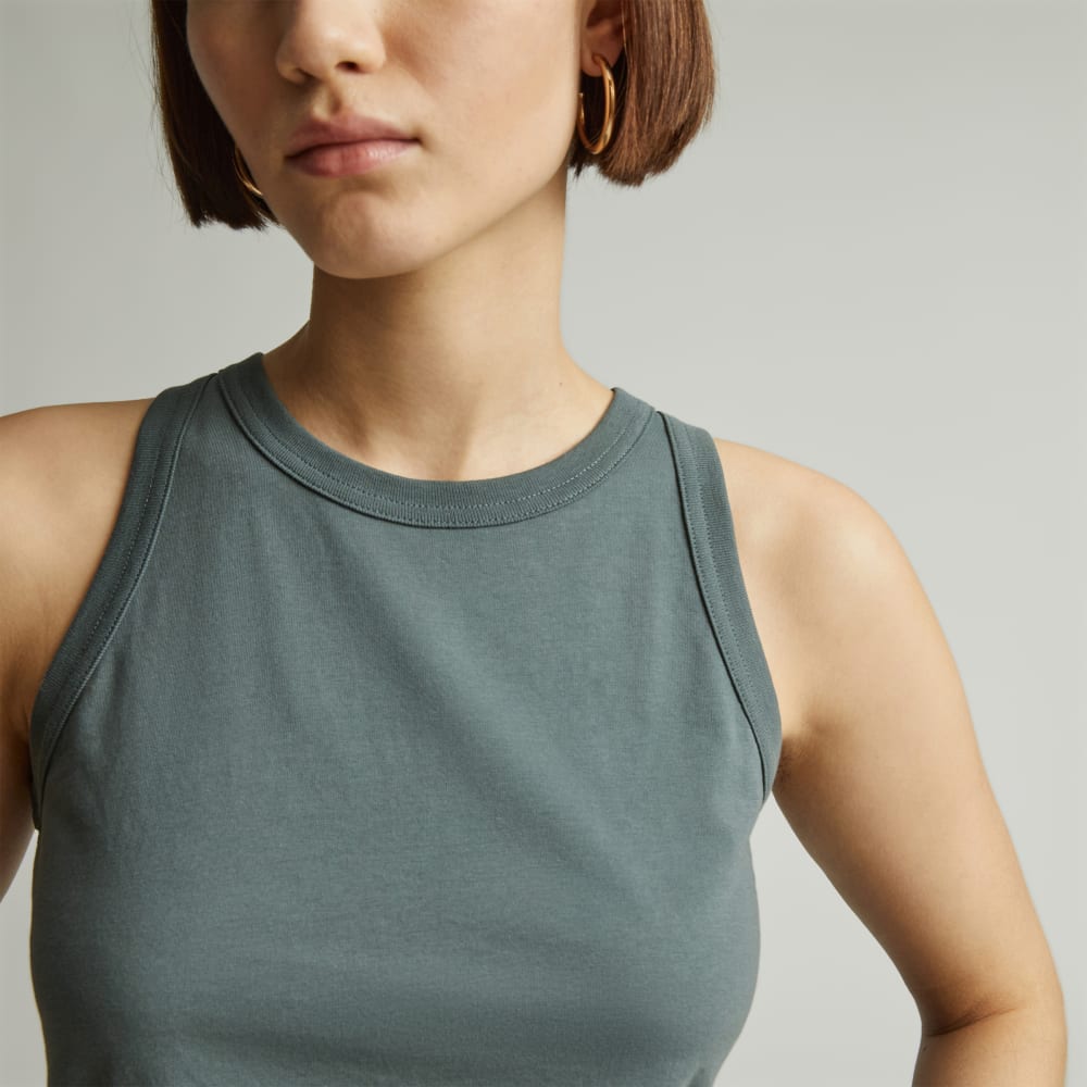 The Tank in Essential Cotton in Green Balsam — detail view